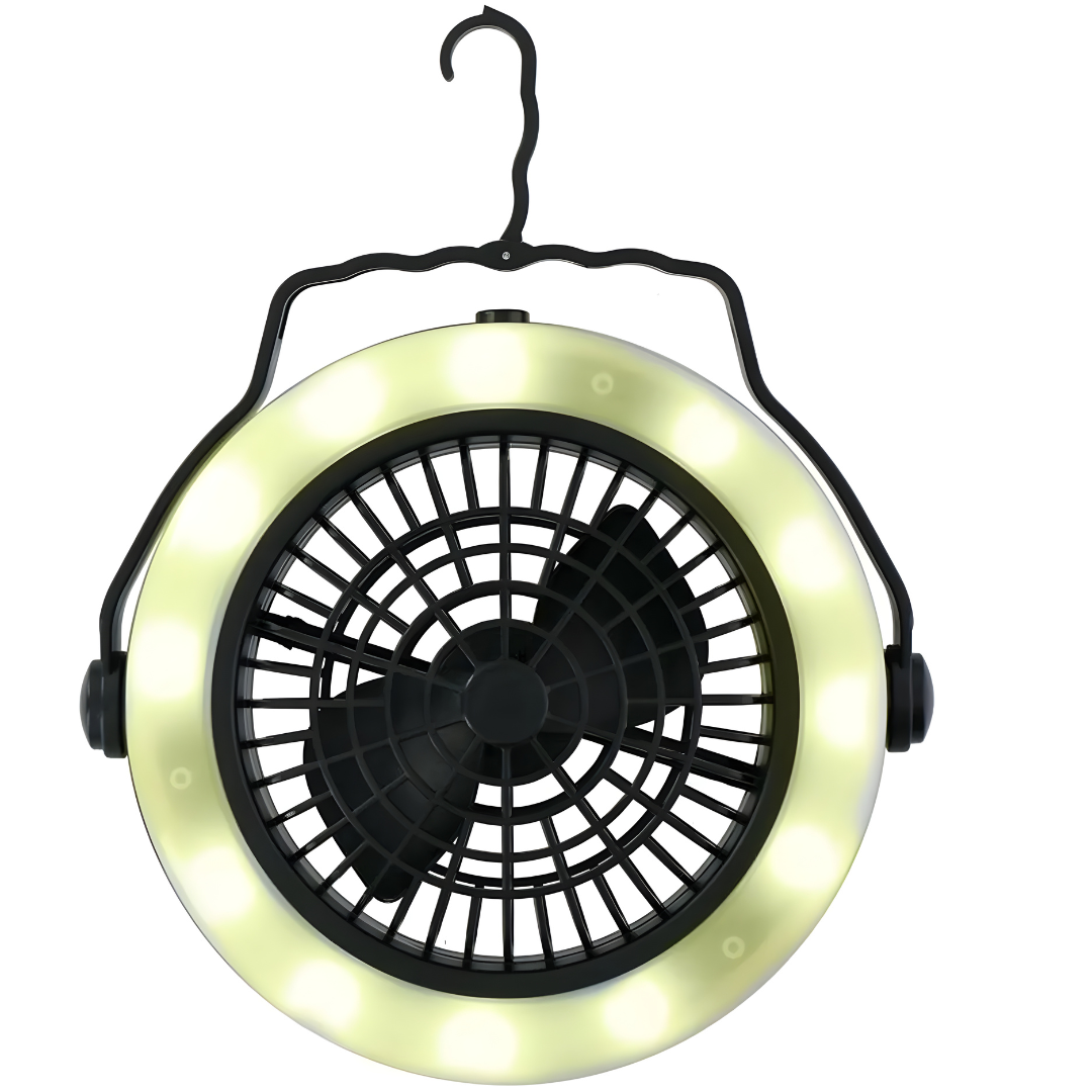 Grundig 2-in-1 Portable Camping Fan with LED Lantern – Open Box (New)