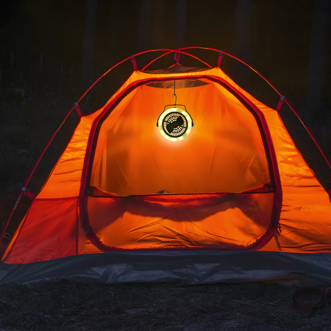 Grundig 2-in-1 Portable Camping Fan with LED Lantern – Open Box (New)