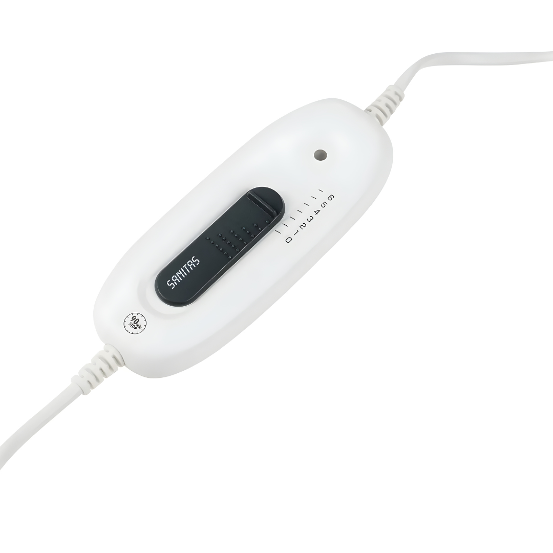SANITAS SHK 34 back and neck heating pad 100W with 6 temperature levels, soft fabric, auto shut-off and washable design.