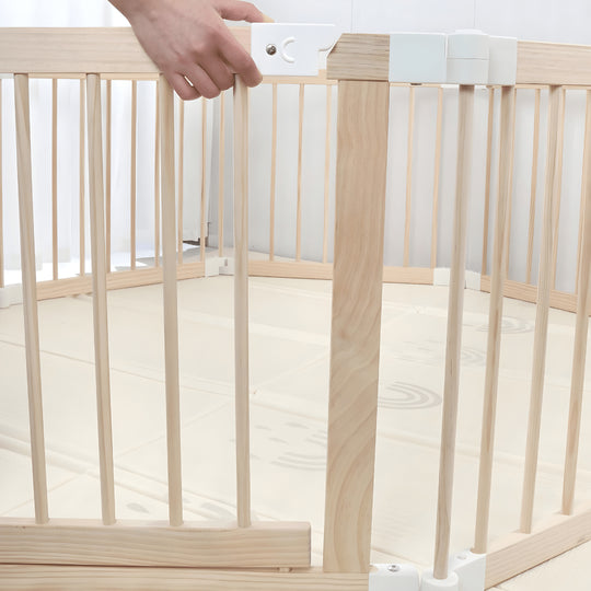 New Zealand Pine Wood Toddler Playpen with foldable XPE mat 200×180×61 cm, eco-friendly and safe for toddlers – Beirut Lebanon
