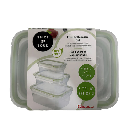 Spice & Soul food storage container set of 3 BPA-free airtight boxes