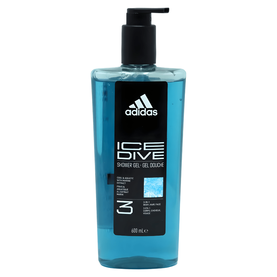 Adidas 3-in-1 Shower Gel for body, hair, and face 600ml – authentic men’s care with fresh long-lasting fragrance, available in Lebanon