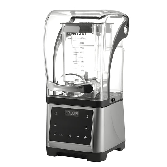 2000W heavy-duty quiet blender with sound cover and touch control panel – 1.8L stainless steel blades, low-noise professional mixer, ideal for homes and cafés in Beirut Lebanon.