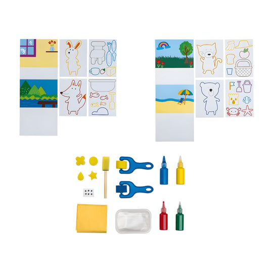 Crelando sponge painting set 31 pieces for kids with sponges rollers and paints — creative art kit for children in Beirut Lebanon.