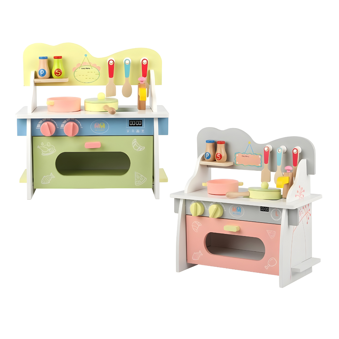 Kids Wooden Kitchen Set – Pretend Play Toy with Pot, Pan & Utensils