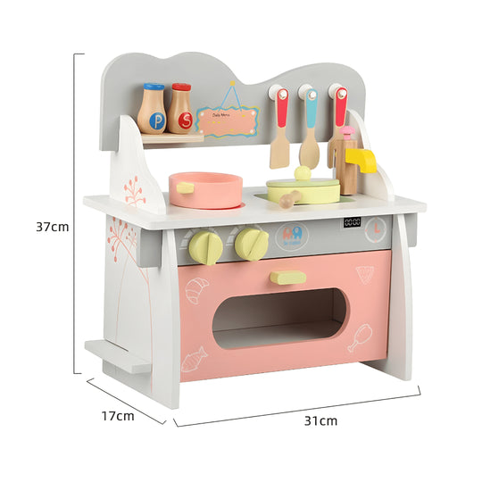 Kids Wooden Kitchen Set – Pretend Play Toy with Pot, Pan & Utensils