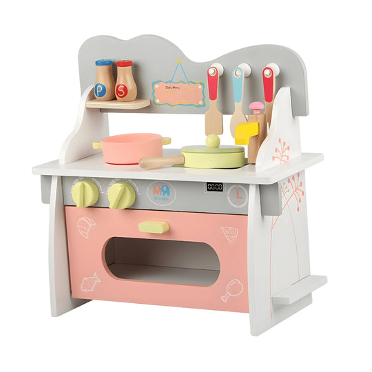 Kids Wooden Kitchen Set – Pretend Play Toy with Pot, Pan & Utensils