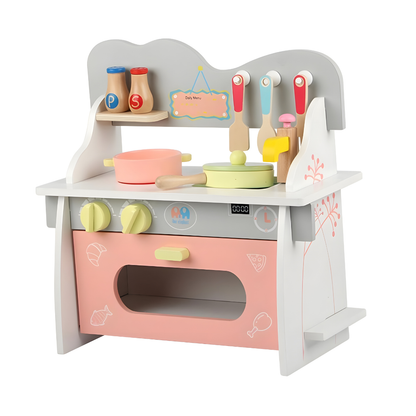 Kids Wooden Kitchen Set – Pretend Play Toy with Pot, Pan & Utensils