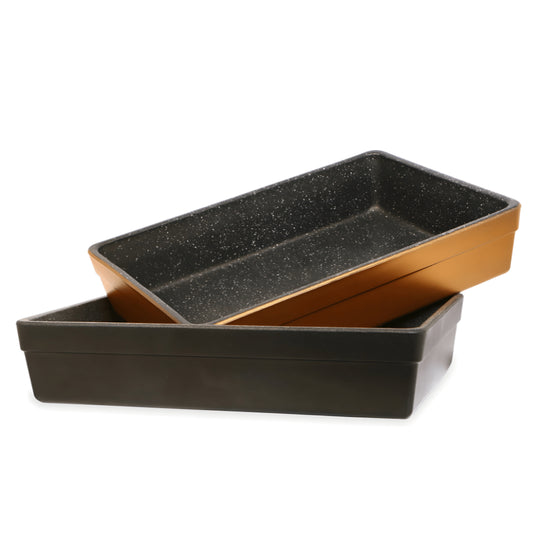 Set of 2 NUREV Borlon Granite Non-Stick Baking Dishes 29×20×6 cm