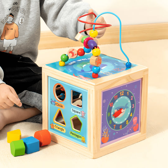 Wooden Activity Cube Clock Learning Side – Kids Learning Toy