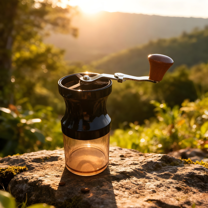 Full V60 coffee brewing kit inside practical box including kettle, grinder, dripper, mug and scale