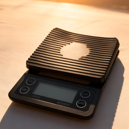 Full V60 coffee brewing kit inside practical box including kettle, grinder, dripper, mug and scale