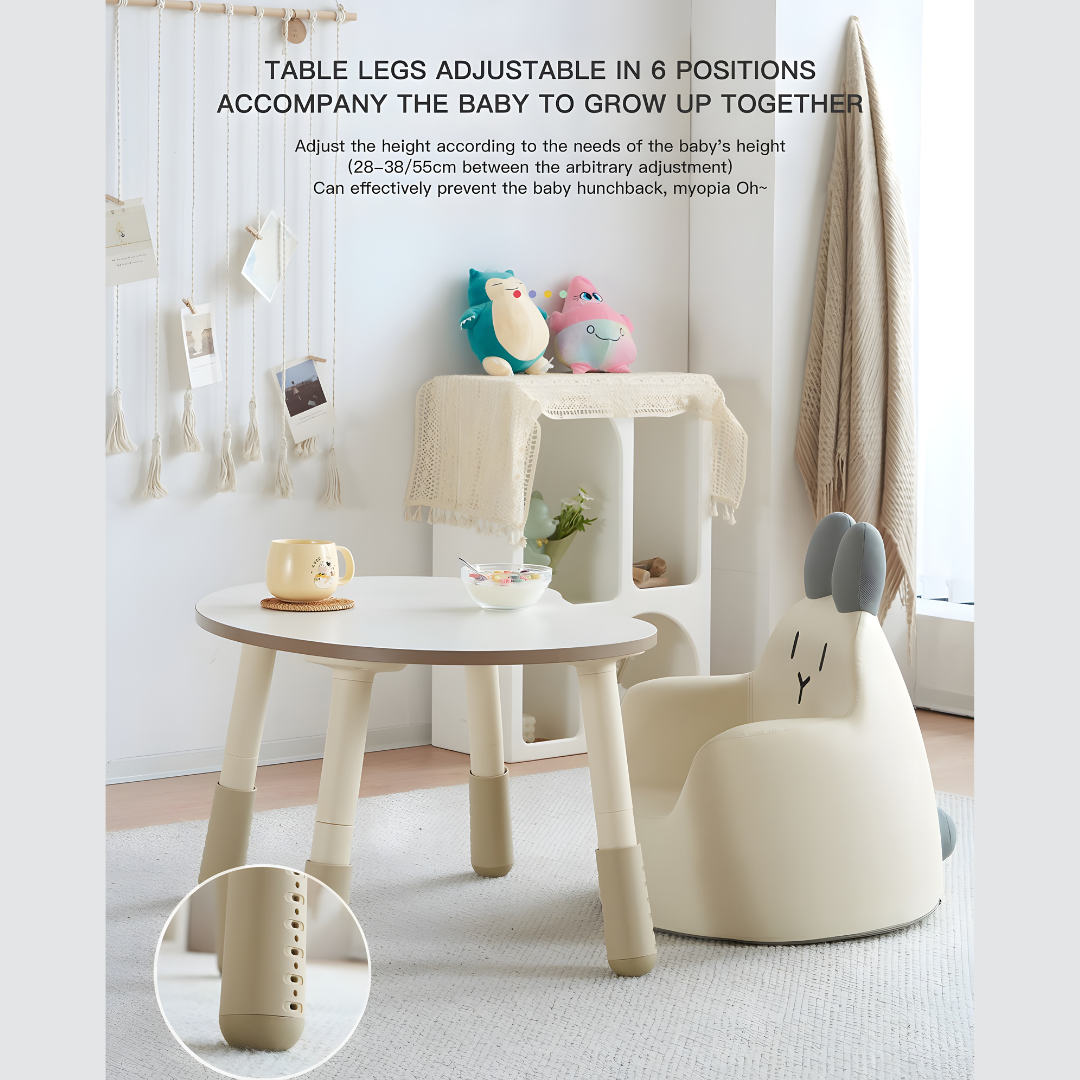 Adjustable kids study desk and chair set made from eco-friendly polywood, peanut-shaped table, safe design, Lebanon