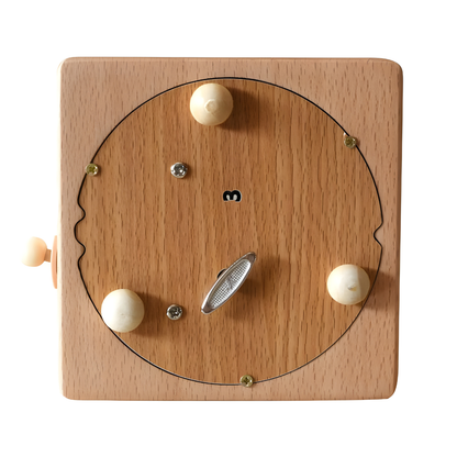 Handmade mountain scene wooden music box with rotating train made from solid beech wood