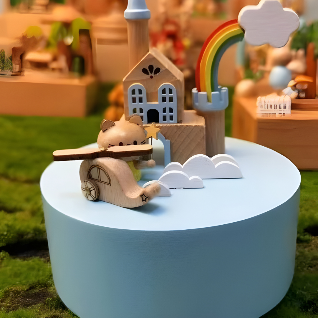 Enchanted Fairy Castle wooden music box with rotating helicopter, handmade solid wood decorative music box in Lebanon