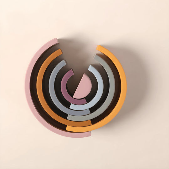 BPA-free silicone baby rainbow stacking toy for toddlers and teething