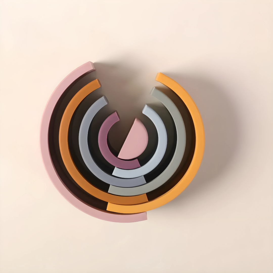 BPA-free silicone baby rainbow stacking toy for toddlers and teething