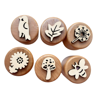 Wooden Stamp Blocks Set (6pcs) – Kids Craft & Clay Stamps