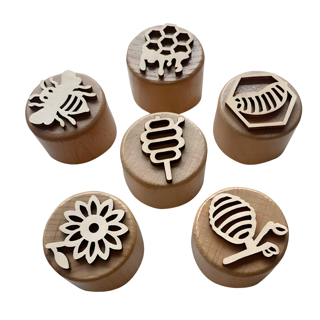 Wooden Stamp Blocks Set (6pcs) – Kids Craft & Clay Stamps