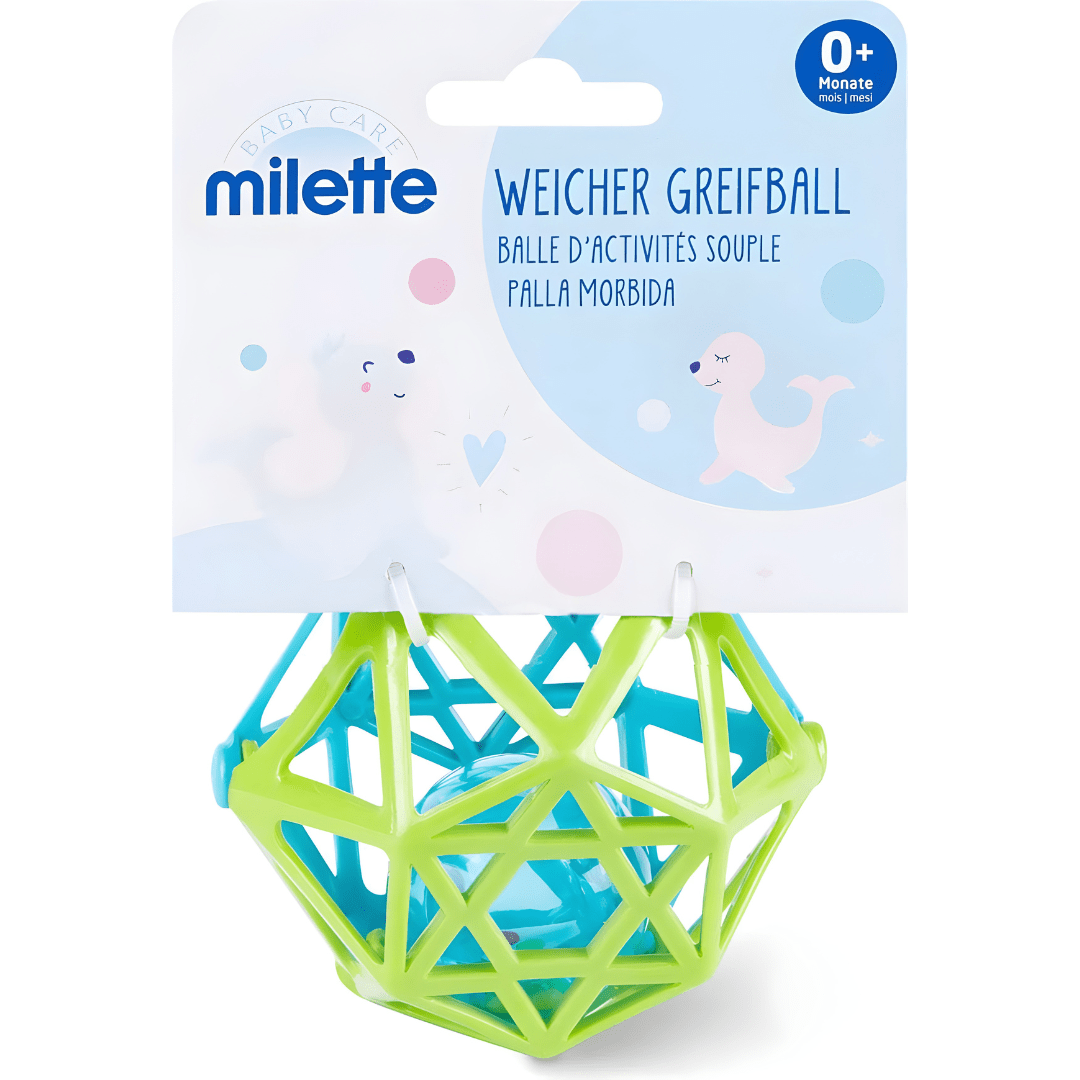 Milette Soft Grasp Ball Rattle (0+ Months) – Baby Sensory Toy