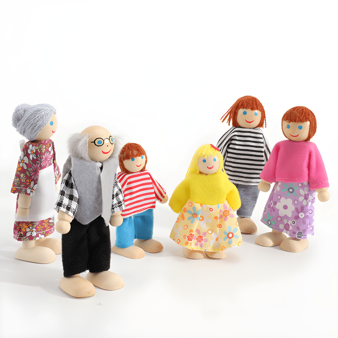 Montessori Wooden Dollhouse Family Set (6 PCS)