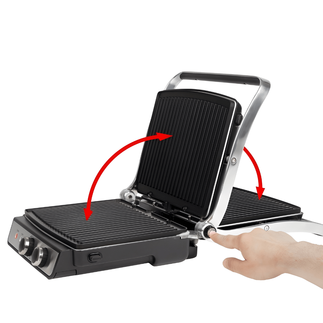 ProfiCook PC-KG 1264 electric contact grill 2000W with removable non-stick grill plates and stainless steel body