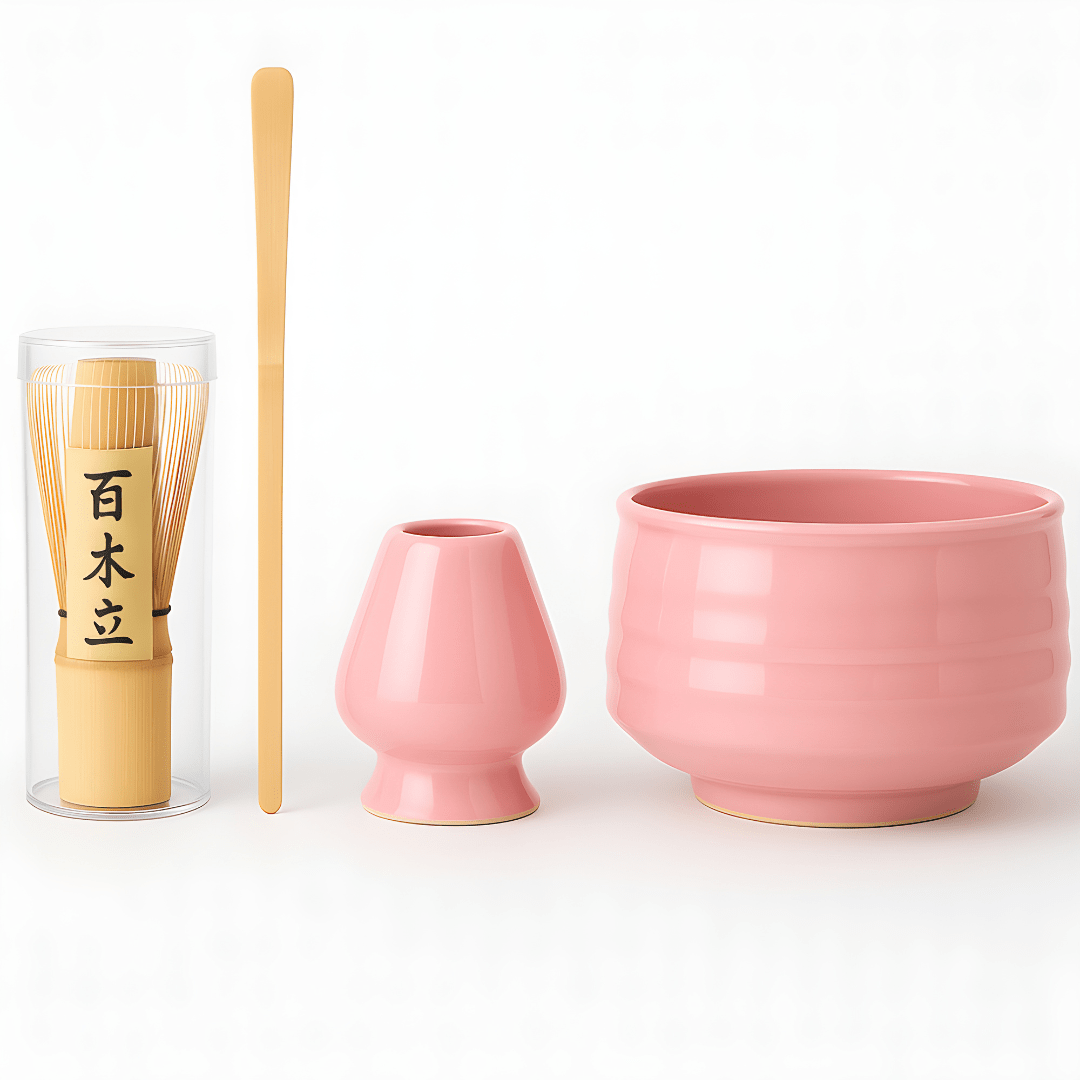 matcha tea set 500ml 4 pieces ceramic bowl bamboo whisk holder scoop