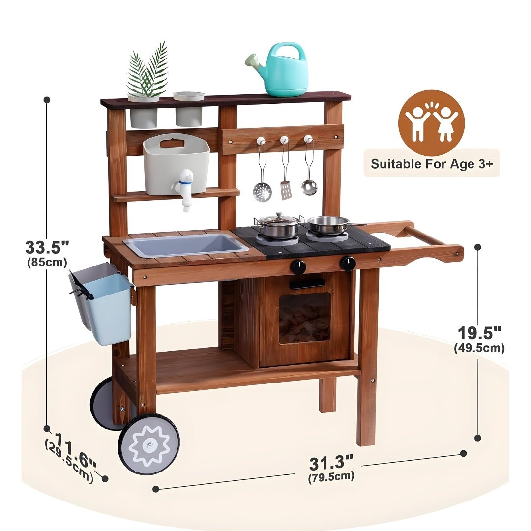 Wooden outdoor kids kitchen playset with accessories and wheels Beirut Lebanon garden toy