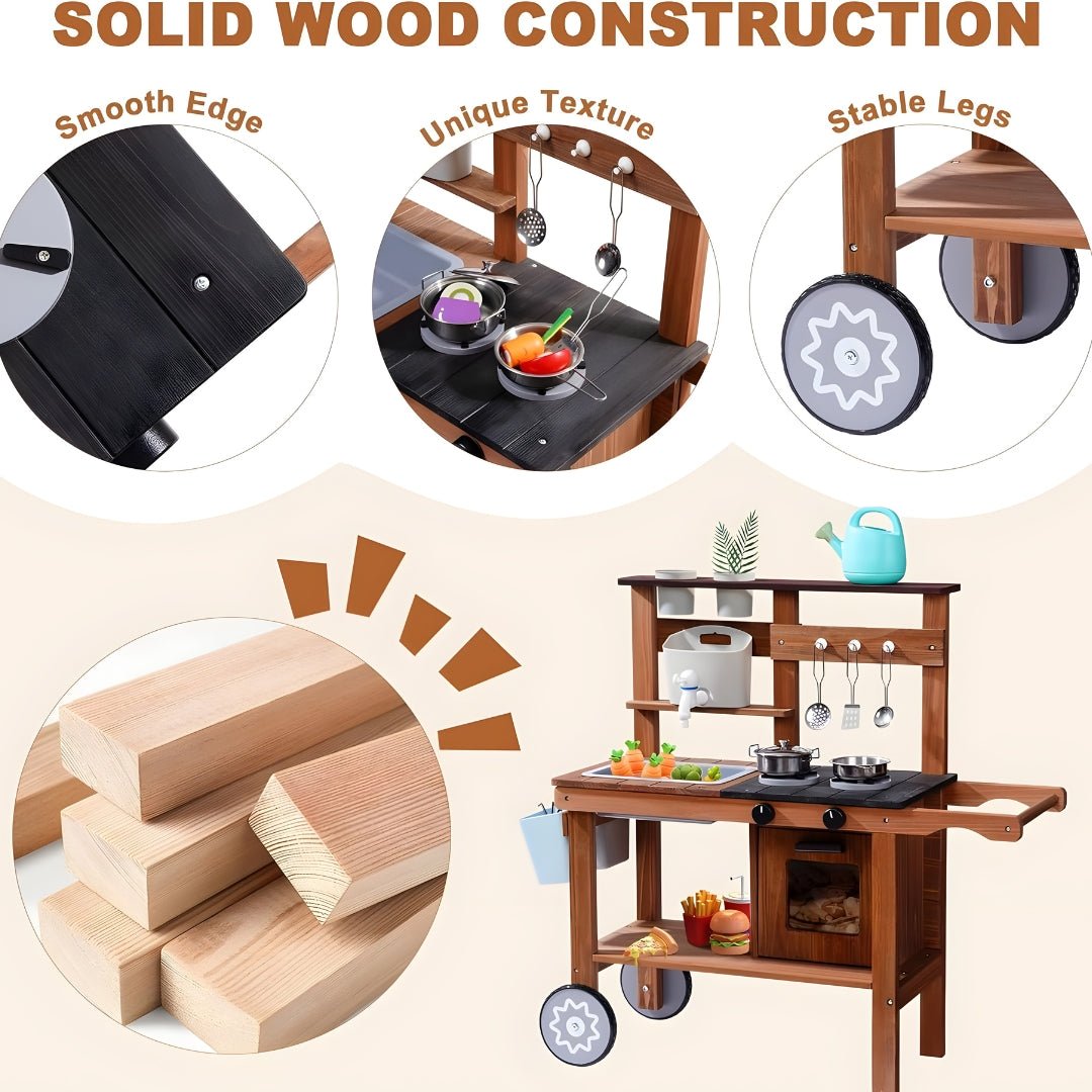 Wooden outdoor kids kitchen playset with accessories and wheels Beirut Lebanon garden toy
