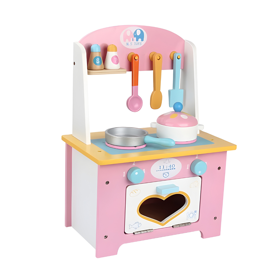 Mini Wooden Heart Play Kitchen Set