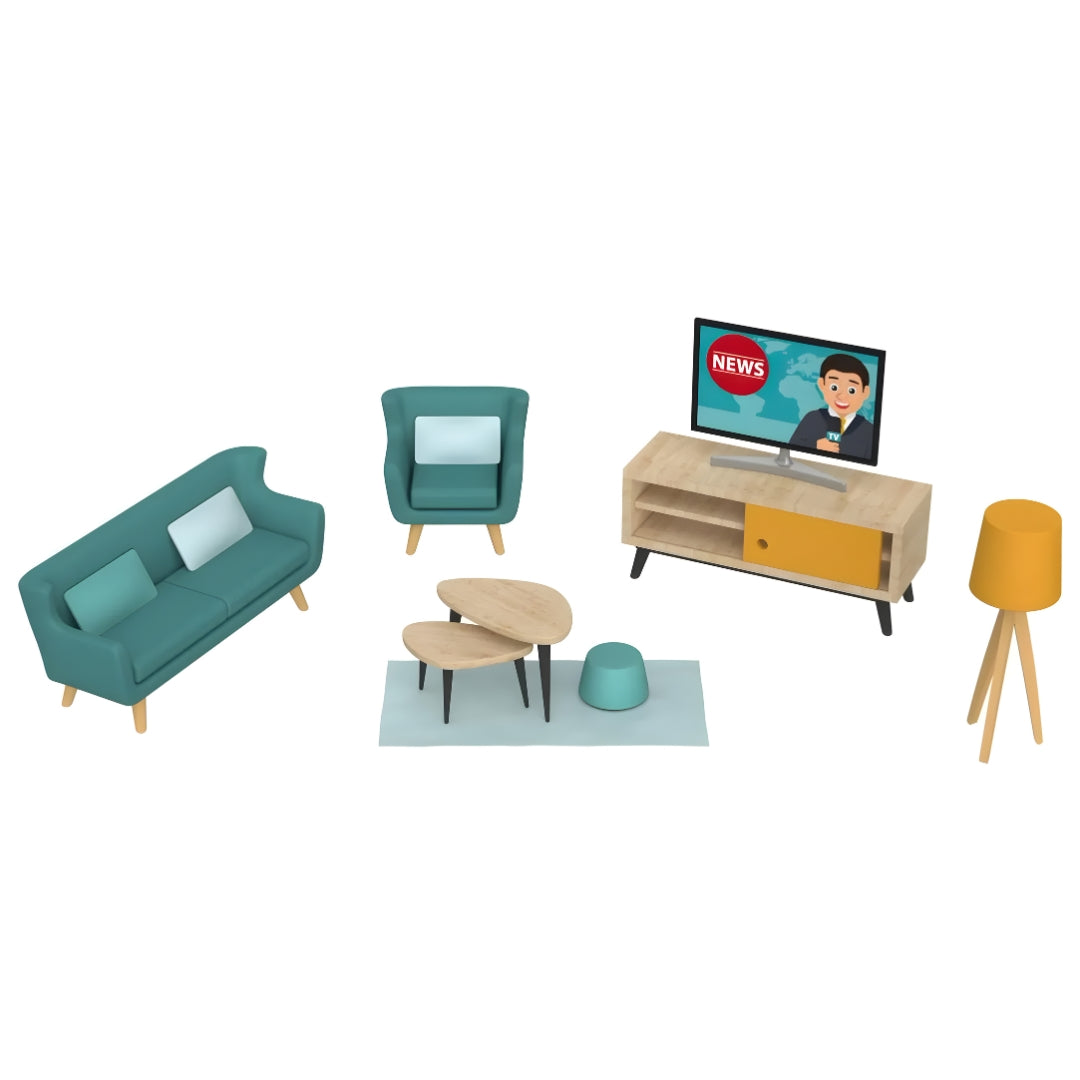 Playtive wooden dollhouse furniture set 15 pieces for kids role play