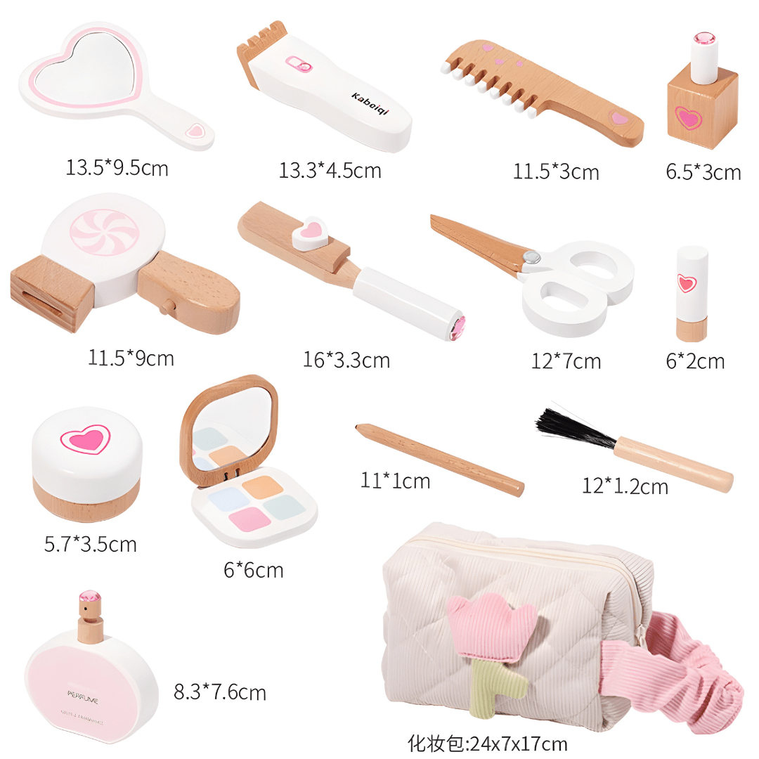 Wooden kids makeup set for girls with cosmetic bag Lebanon – pretend play beauty toy set