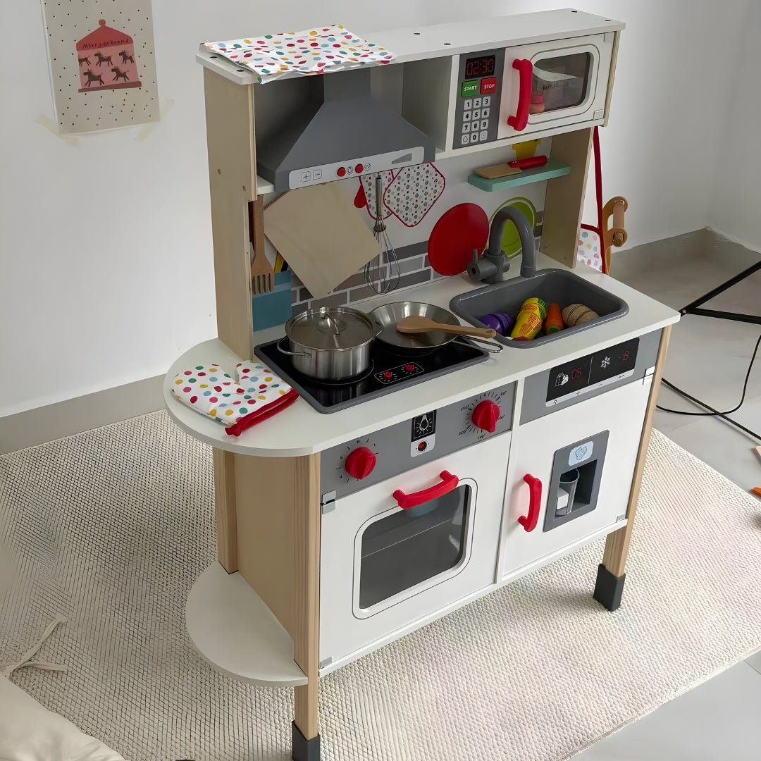 wooden kids kitchen set with lights and accessories beirut lebanon toy kitchen for children premium play kitchen