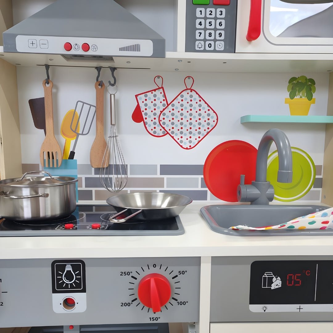 wooden kids kitchen set with lights and accessories beirut lebanon toy kitchen for children premium play kitchen