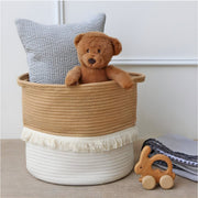 foldable cotton rope storage basket for kids toys lebanon eco friendly woven basket nursery organizer