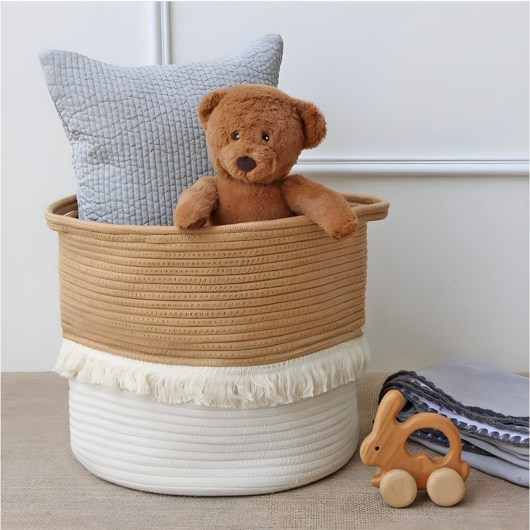 foldable cotton rope storage basket for kids toys lebanon eco friendly woven basket nursery organizer
