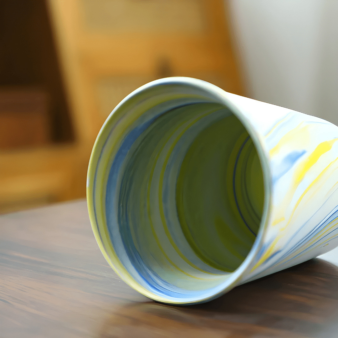 300ml ceramic mug with unique stone-touch swirl design – handcrafted drinkware in Beirut Lebanon