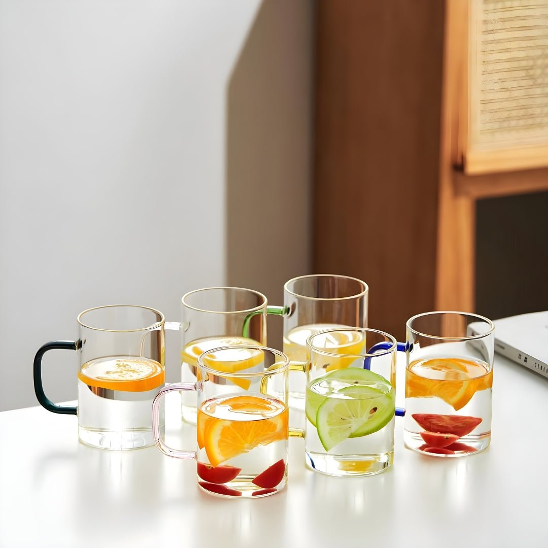 450ml clear glass mug with colored handle lebanon coffee tea cup modern glass drinkware