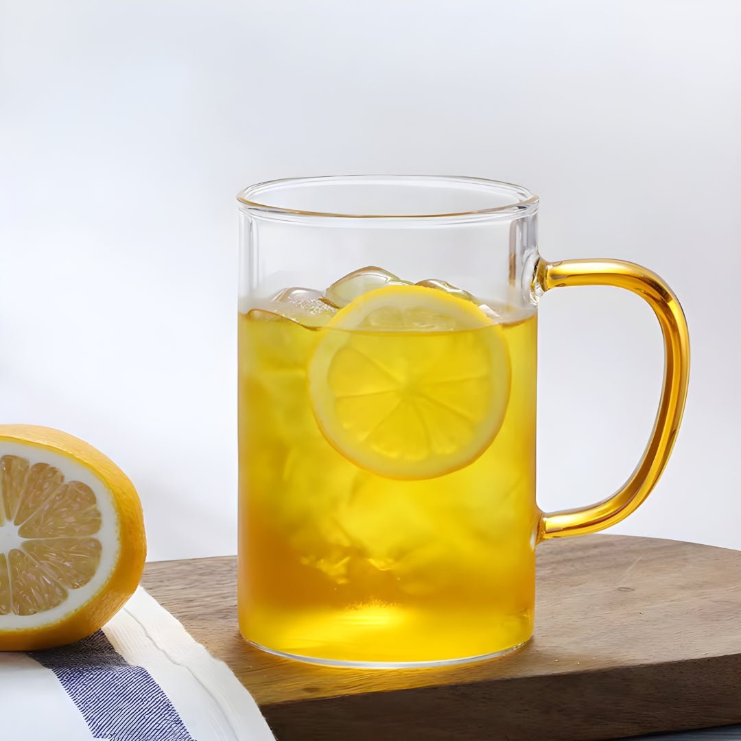 450ml clear glass mug with colored handle lebanon coffee tea cup modern glass drinkware