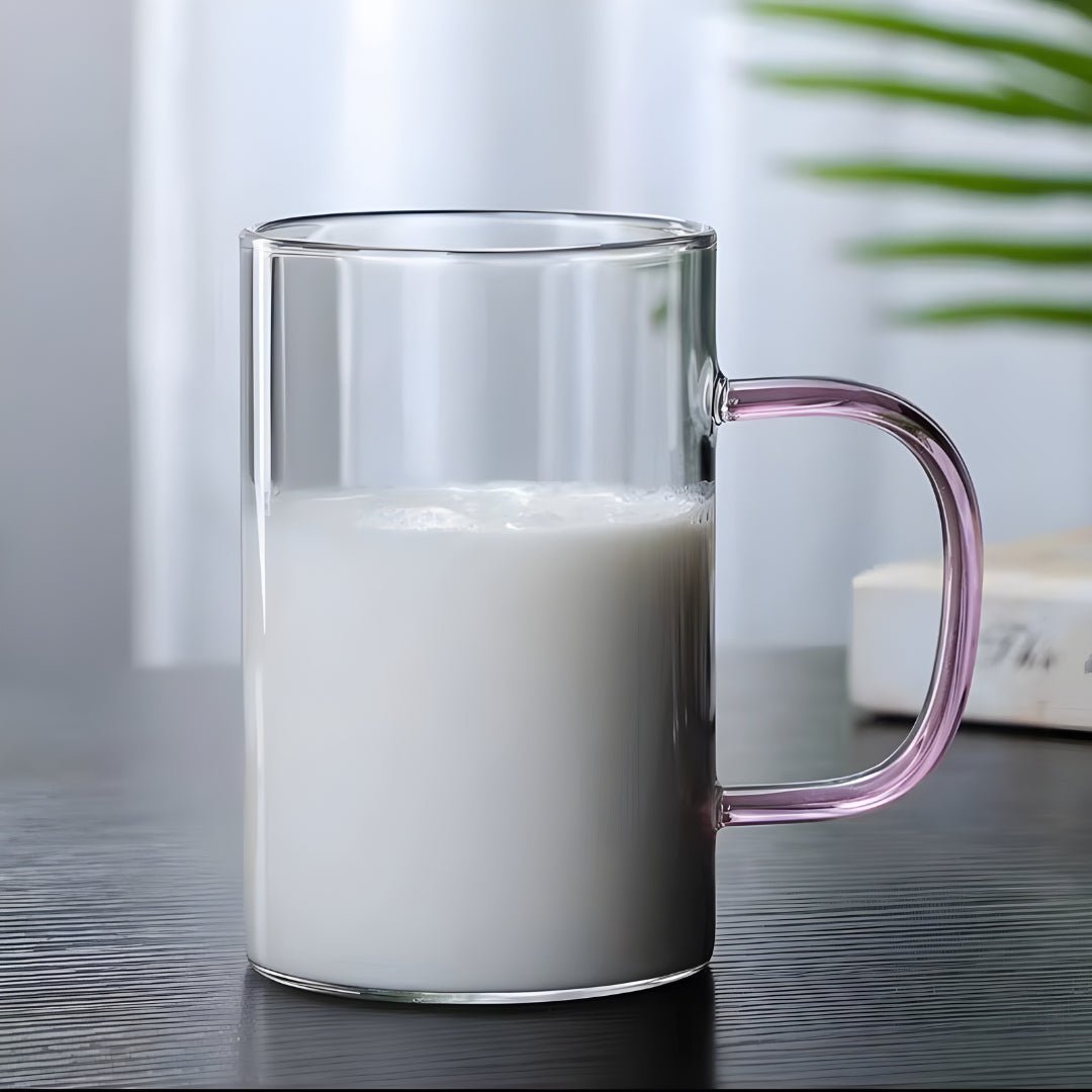 450ml clear glass mug with colored handle lebanon coffee tea cup modern glass drinkware