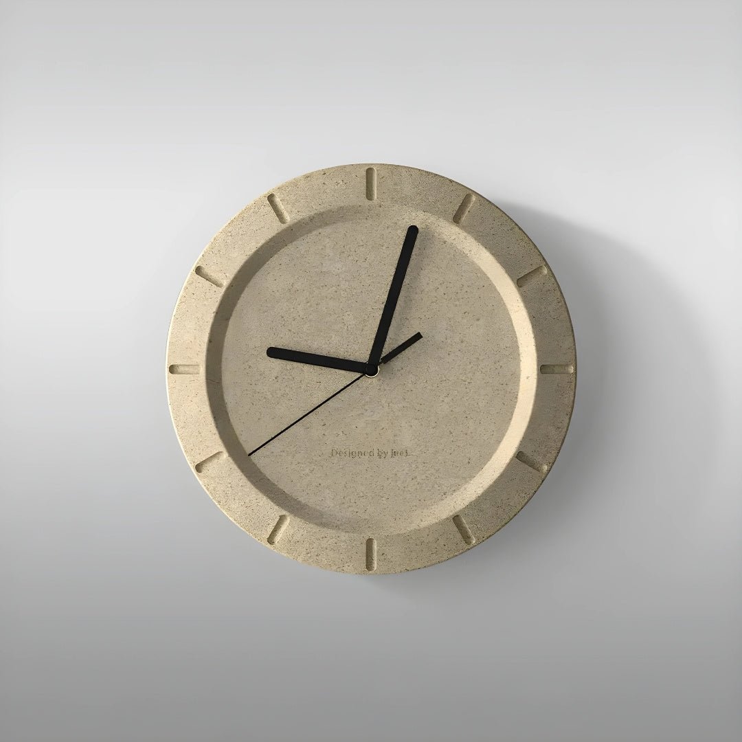 Premium 30 cm Vermiculite wall clock with elegant minimalist design, 0.75 kg lightweight eco-friendly material, silent quartz movement, ideal for modern home or office décor in Beirut, Lebanon.