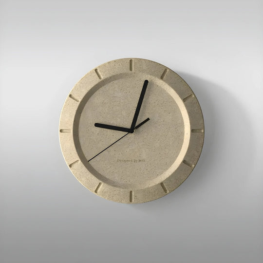 Premium 30 cm Vermiculite wall clock with elegant minimalist design, 0.75 kg lightweight eco-friendly material, silent quartz movement, ideal for modern home or office décor in Beirut, Lebanon.