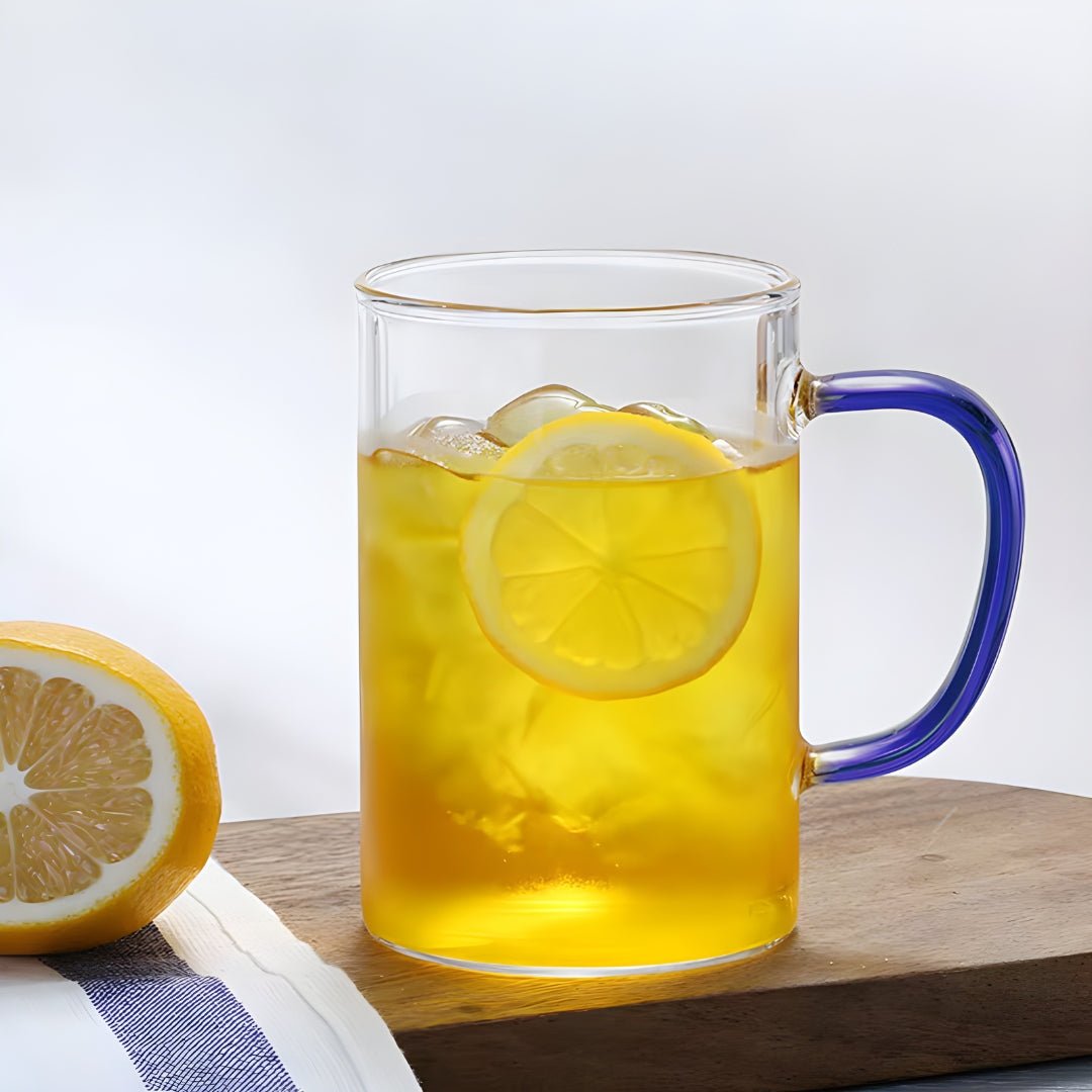 450ml clear glass mug with colored handle lebanon coffee tea cup modern glass drinkware