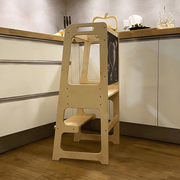 Birch wood Montessori learning tower with blackboard for kids, safe and sturdy kitchen helper, available in Beirut Lebanon.