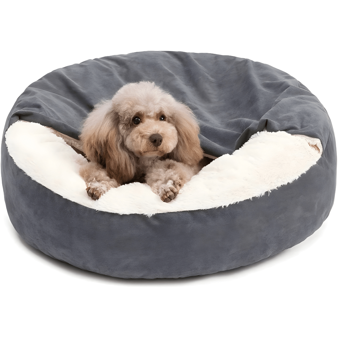 Dog cave bed 80cm anti anxiety hooded pet bed soft plush dog and cat bed Lebanon non slip cozy burrow bed
