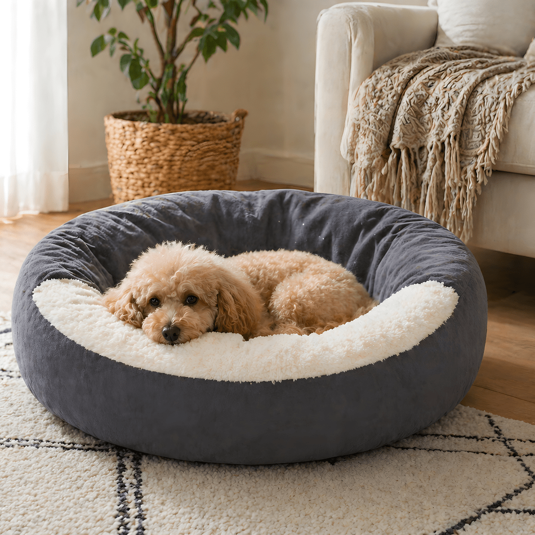 Dog cave bed 80cm anti anxiety hooded pet bed soft plush dog and cat bed Lebanon non slip cozy burrow bed