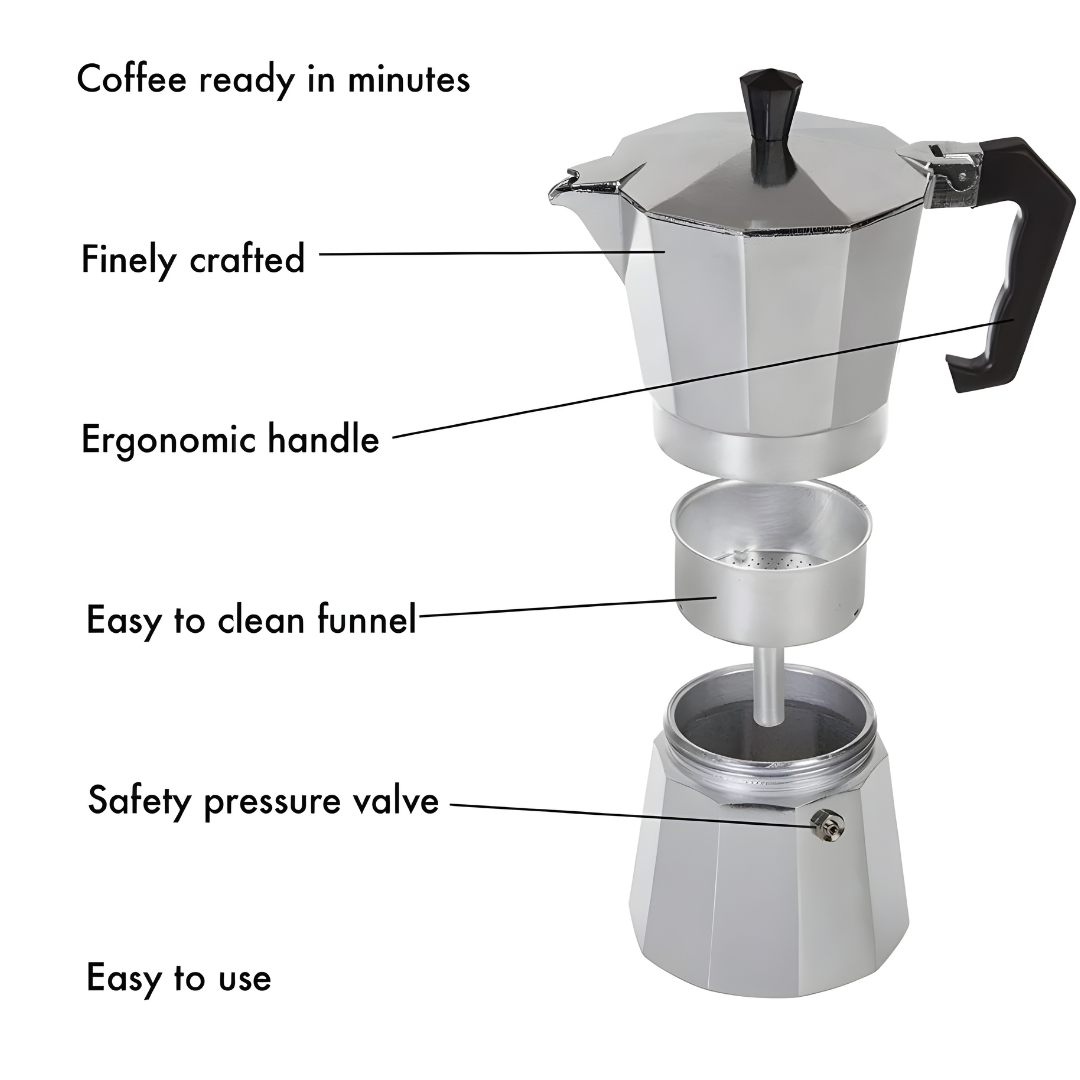 Retro Aluminum 3-Cup Espresso Maker