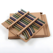 Glass Straw Set – 12 Reusable Straws + 2 Brushes