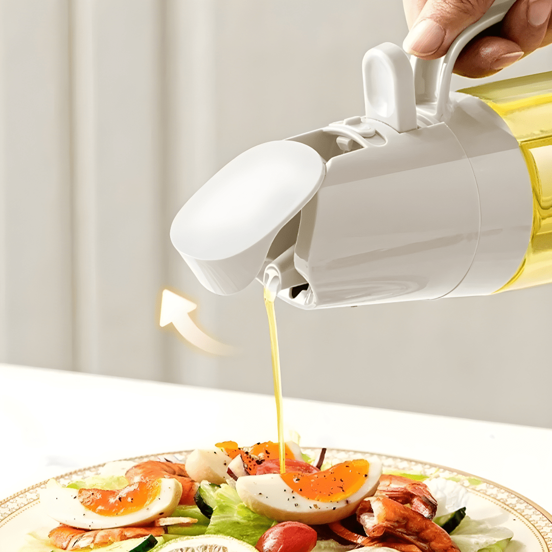 2-in-1 300ml glass oil dispenser bottle with spray and pour functions
