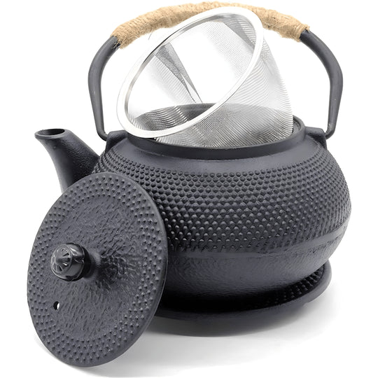 Vintage 1200ml cast iron teapot with classic Japanese design and ergonomic handle